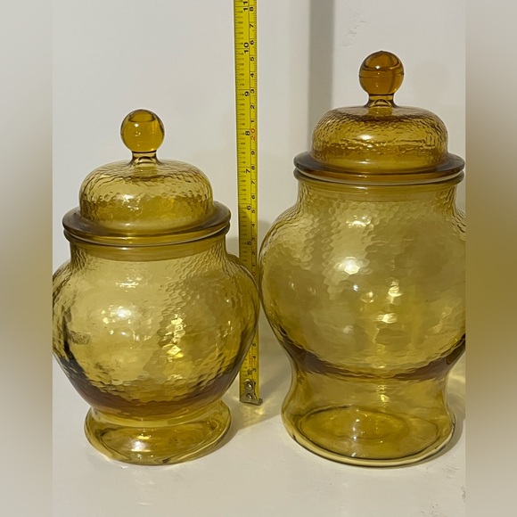 Vintage Amber Glass Canister Apothecary Jars Set of 3 - Picture 7 of 11